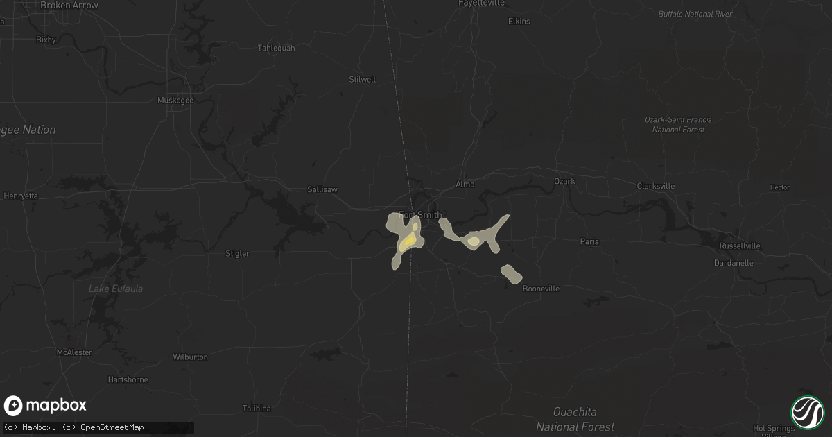 Hail map in Fort Smith, AR on June 3, 2023
