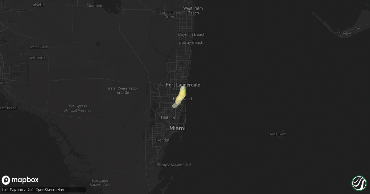 Hail map in Hollywood, FL on June 3, 2023