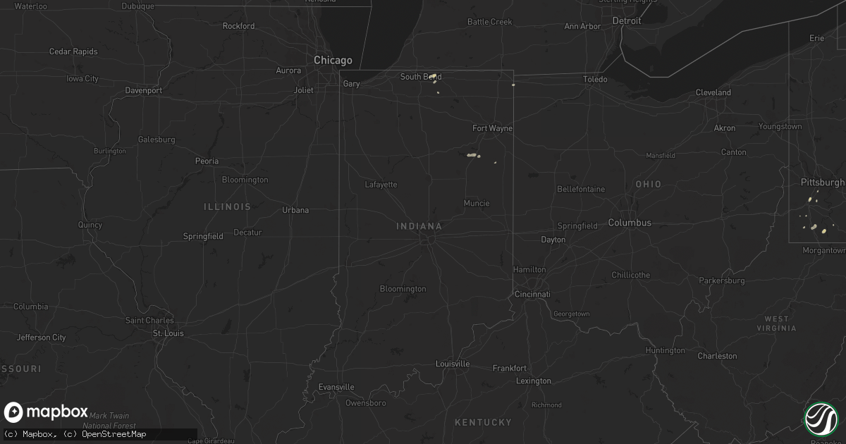 Hail map in Indiana on June 3, 2023