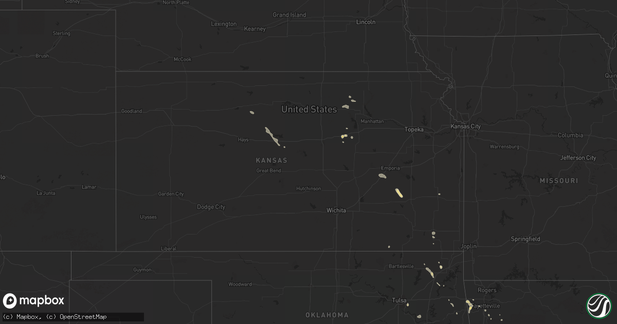 Hail map in Kansas on June 3, 2023