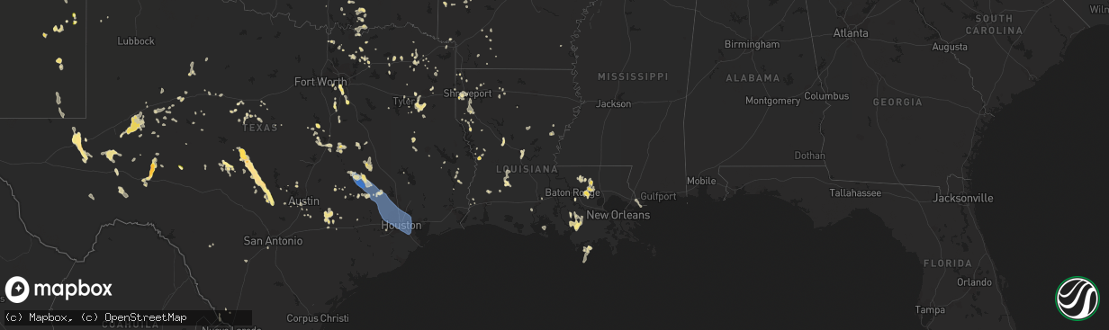 Hail map in Louisiana on June 3, 2023