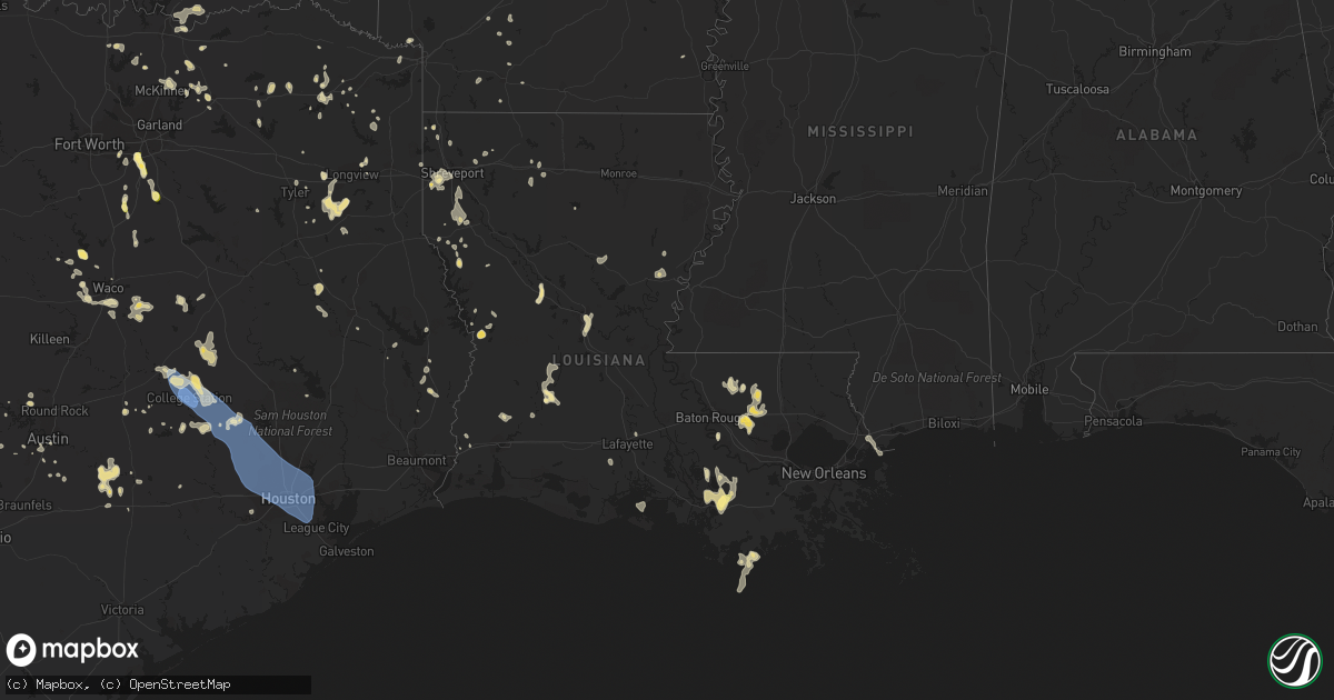 Hail map in Louisiana on June 3, 2023