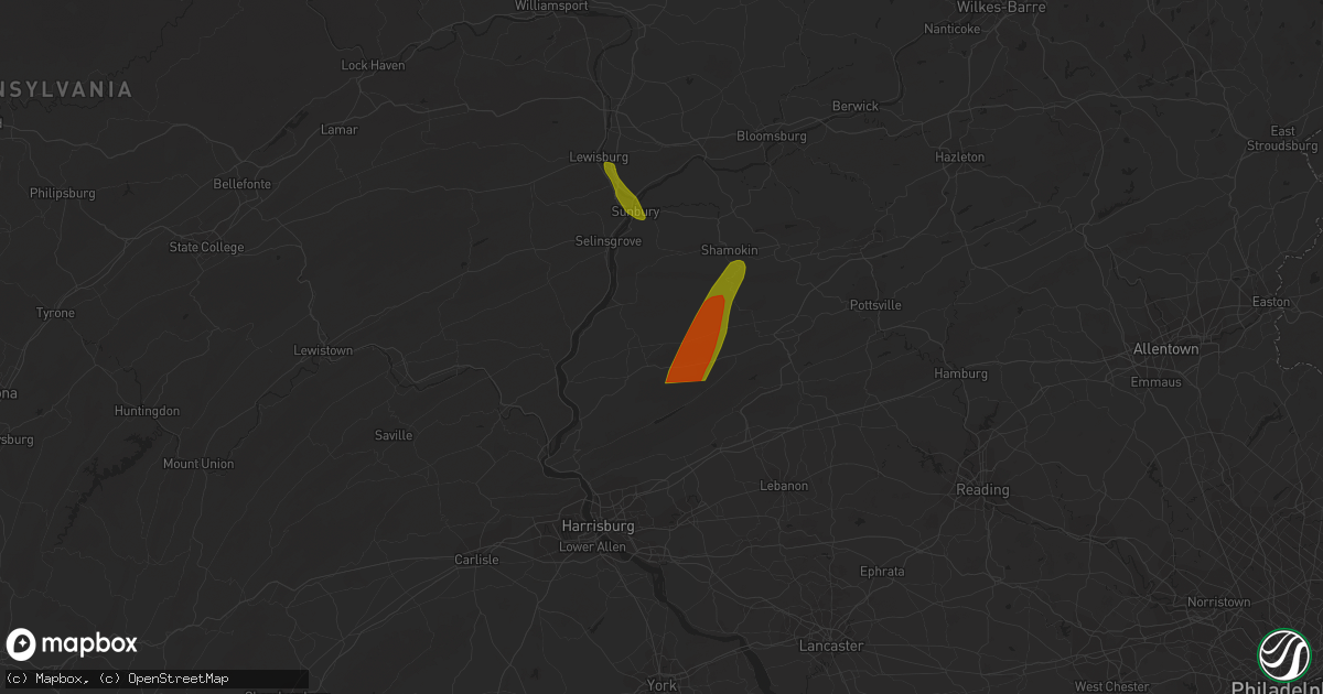 Hail map in Lykens, PA on June 3, 2023