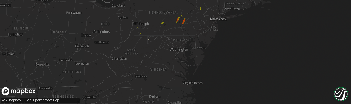 Hail map in Maryland on June 3, 2023