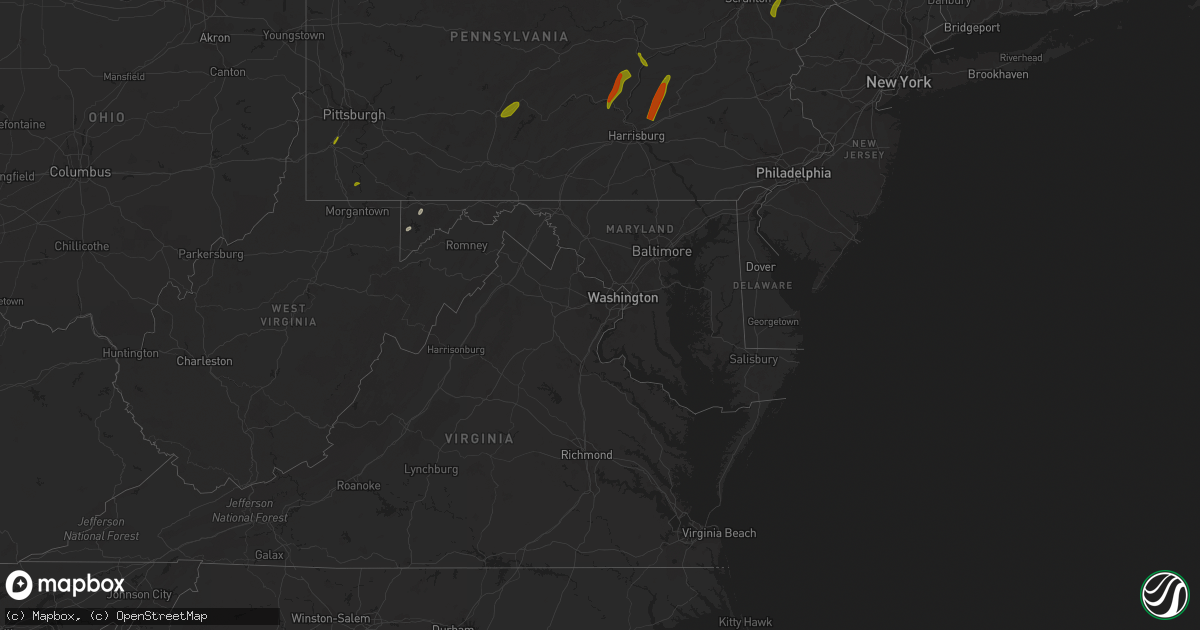 Hail map in Maryland on June 3, 2023