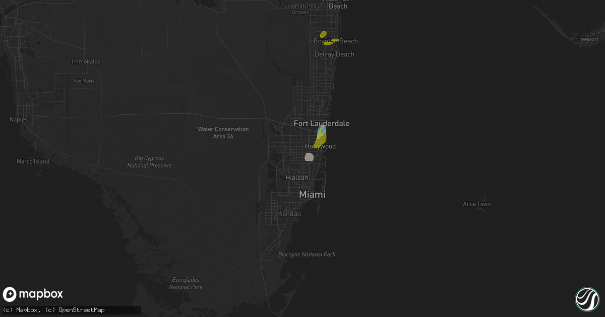 Hail map in Miami Gardens, FL on June 3, 2023