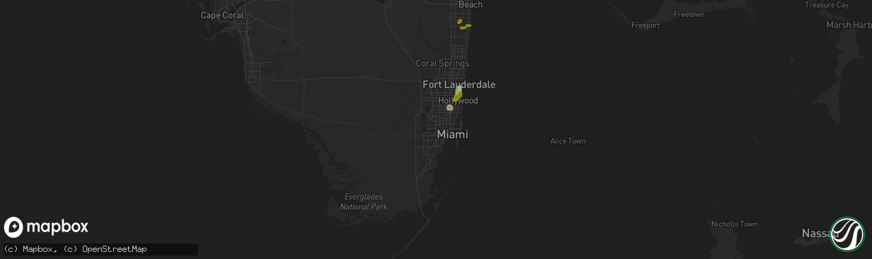 Hail map in Miami, FL on June 3, 2023