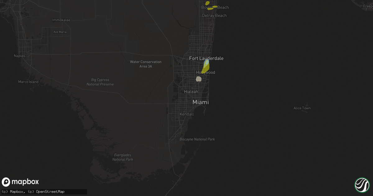 Hail map in Miami, FL on June 3, 2023