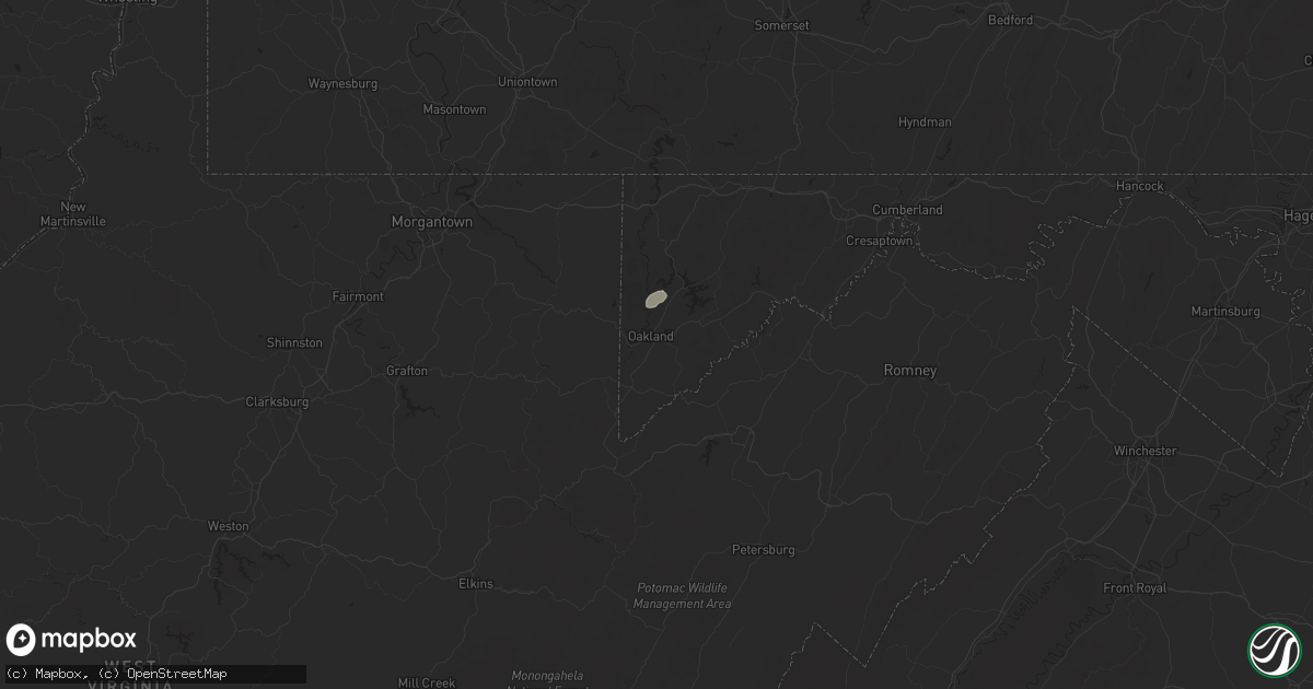 Hail map in Oakland, MD on June 3, 2023