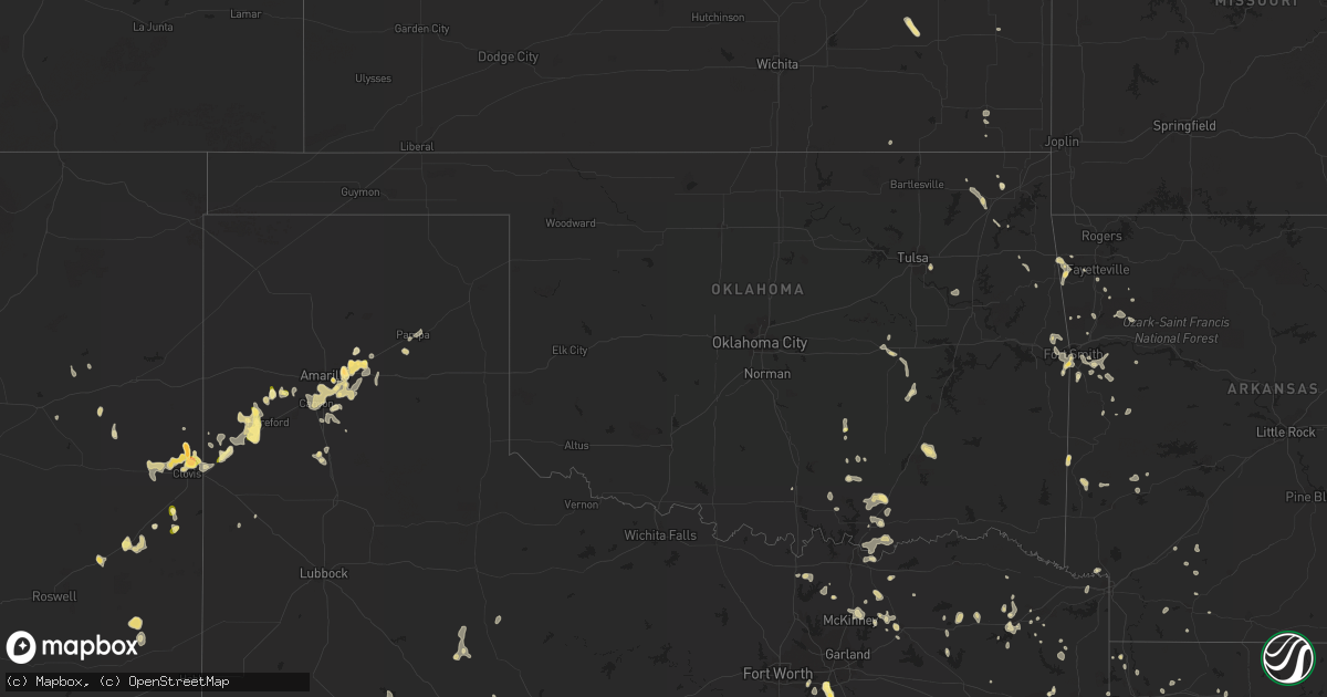 Hail map in Oklahoma on June 3, 2023
