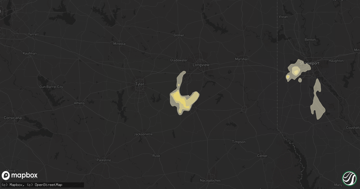 Hail map in Overton, TX on June 3, 2023