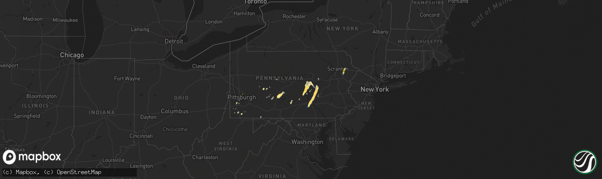 Hail map in Pennsylvania on June 3, 2023