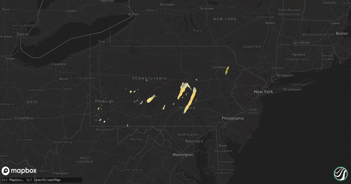 Hail map in Pennsylvania on June 3, 2023