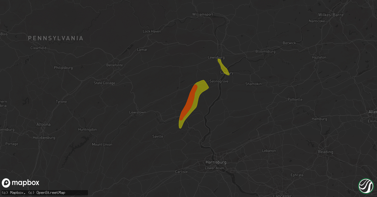 Hail map in Richfield, PA on June 3, 2023