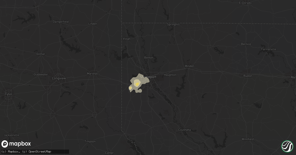 Hail map in Shreveport, LA on June 3, 2023