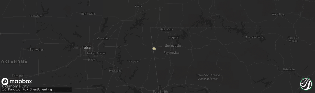 Hail map in Siloam Springs, AR on June 3, 2023
