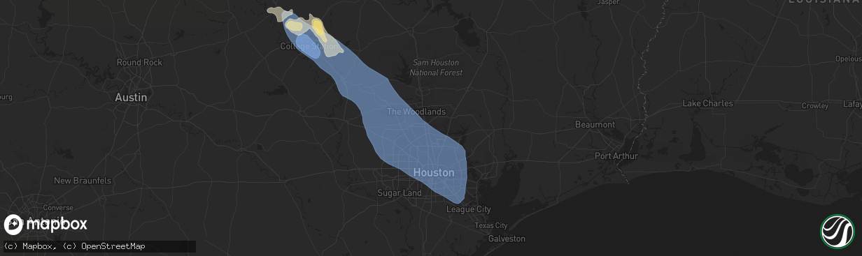 Hail map in Spring, TX on June 3, 2023