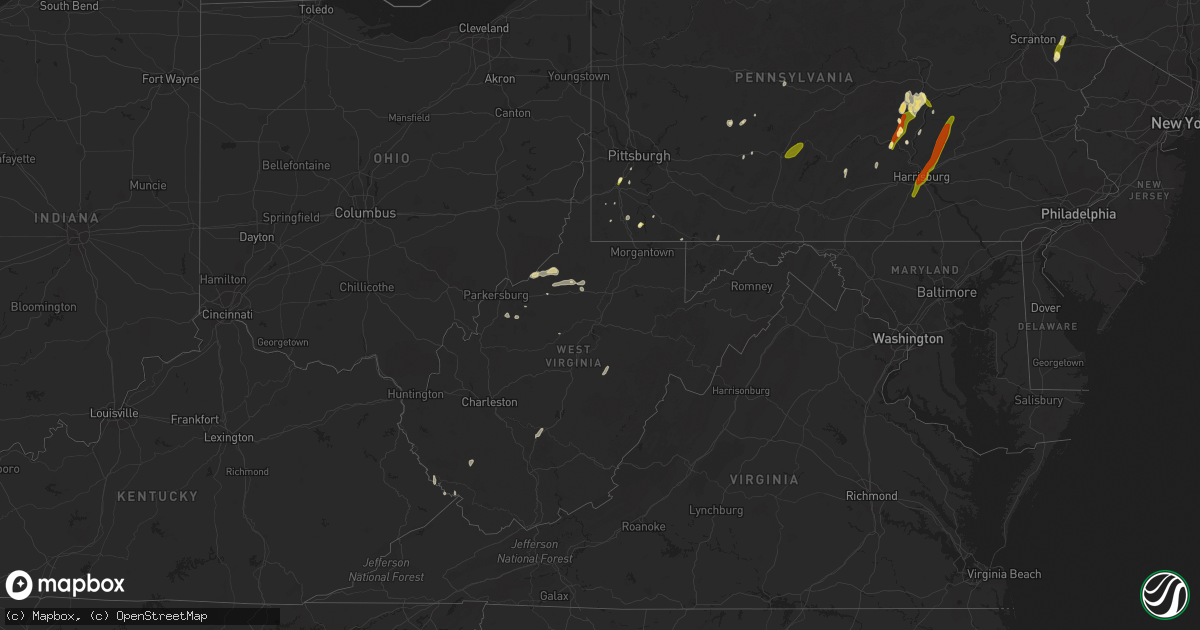 Hail map in West Virginia on June 3, 2023