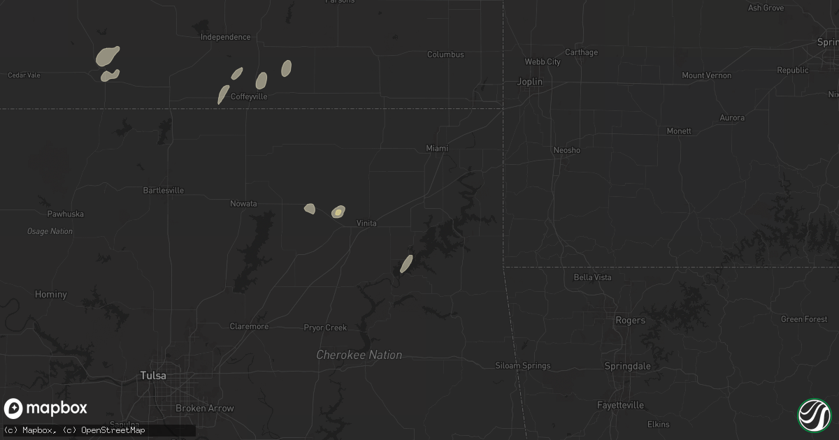 Hail map in Afton, OK on June 3, 2024