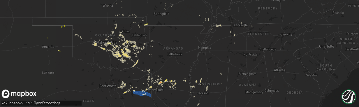 Hail map in Arkansas on June 3, 2024