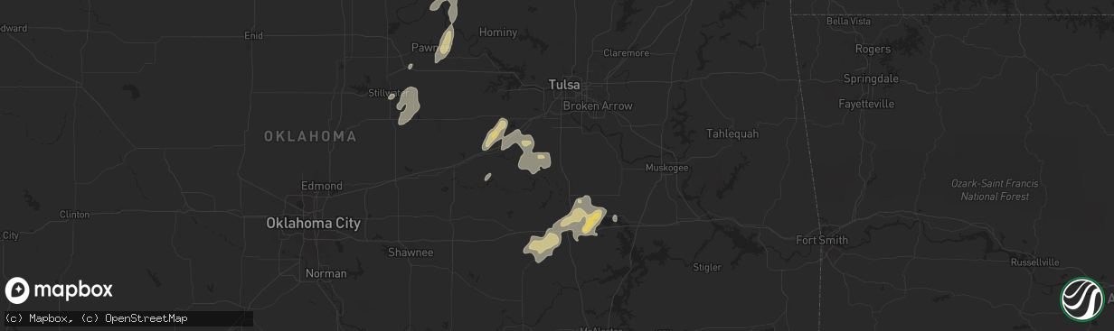 Hail map in Beggs, OK on June 3, 2024