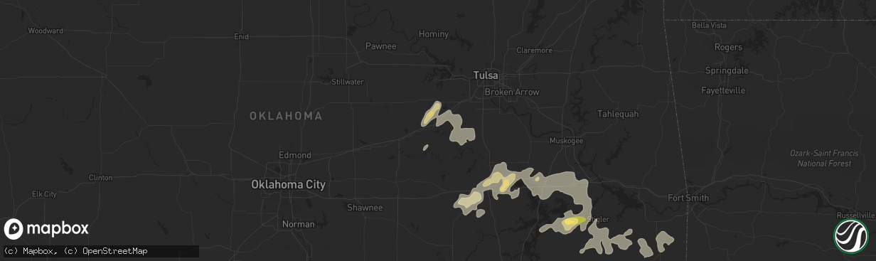 Hail map in Bristow, OK on June 3, 2024