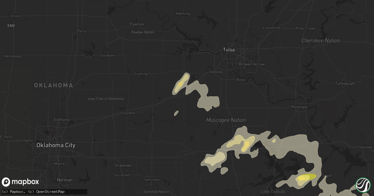 Hail map in Bristow, OK on June 3, 2024