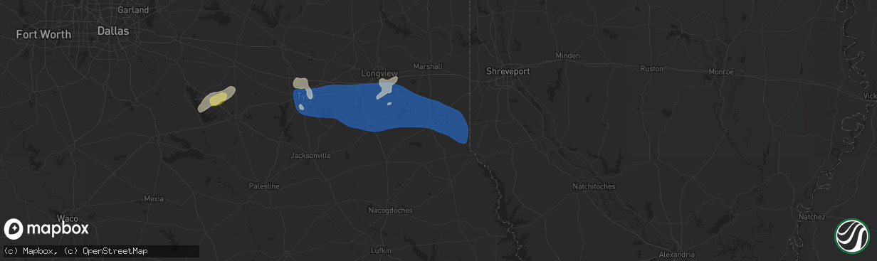 Hail map in Carthage, TX on June 3, 2024