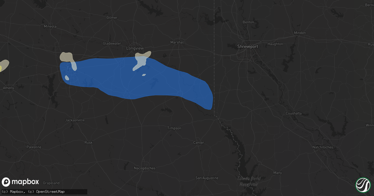 Hail map in Carthage, TX on June 3, 2024
