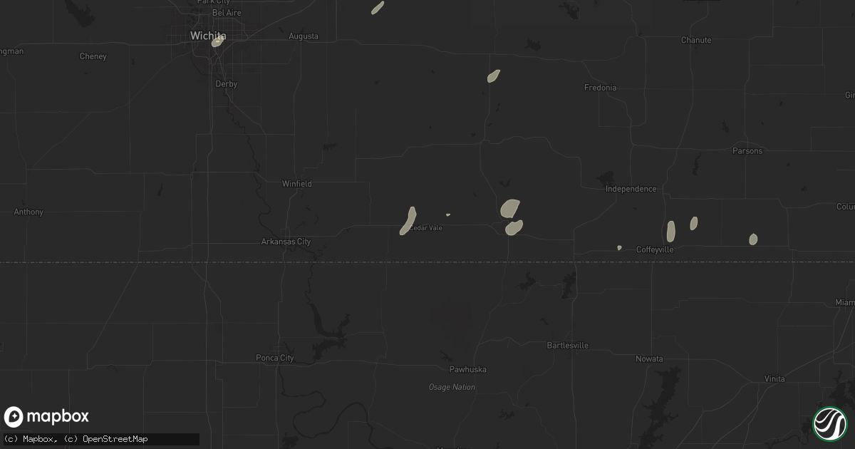Hail map in Cedar Vale, KS on June 3, 2024