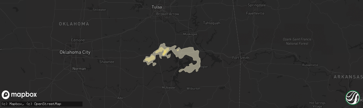 Hail map in Checotah, OK on June 3, 2024