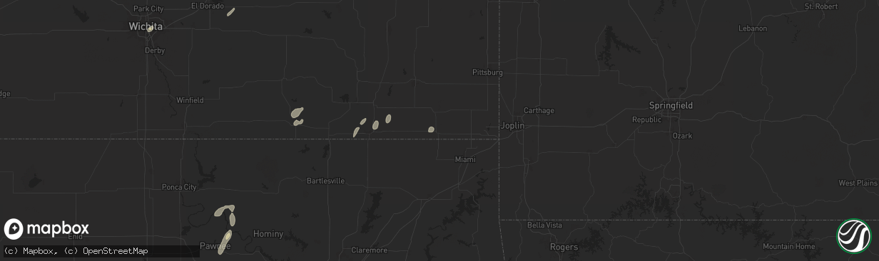 Hail map in Chetopa, KS on June 3, 2024