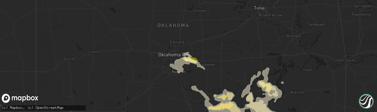 Hail map in Choctaw, OK on June 3, 2024