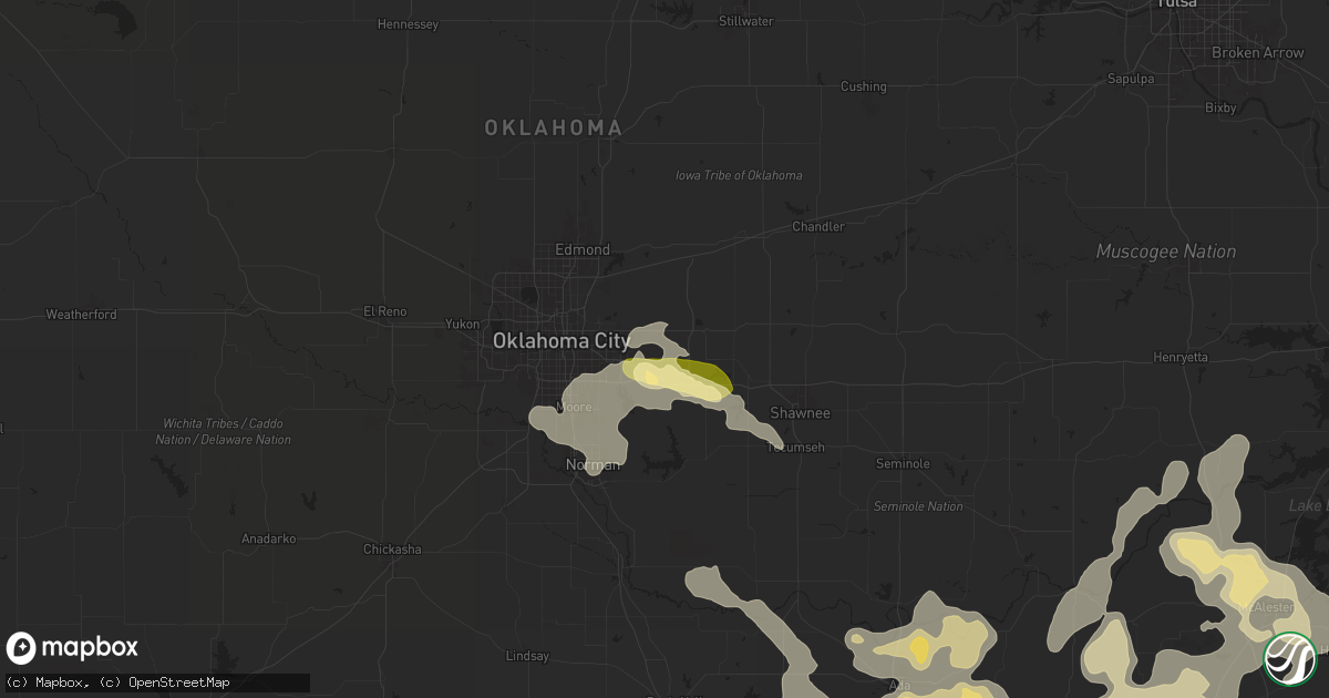 Hail map in Choctaw, OK on June 3, 2024
