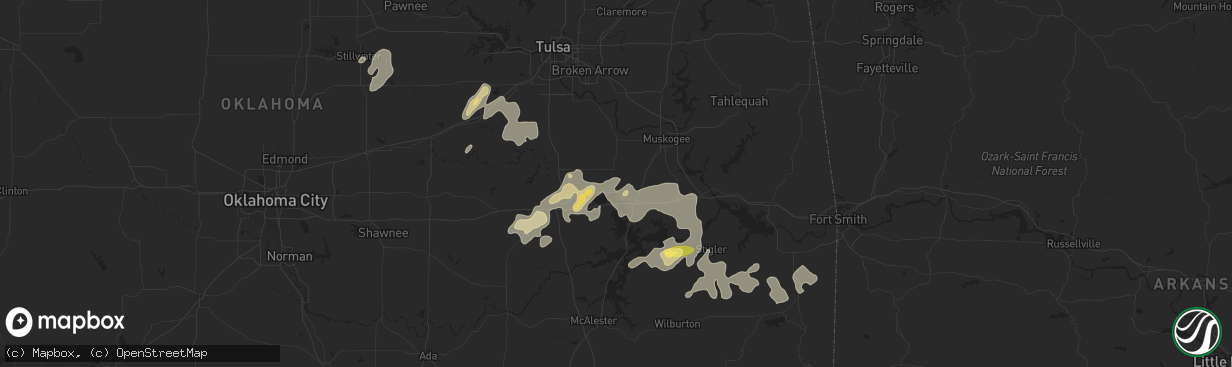 Hail map in Council Hill, OK on June 3, 2024