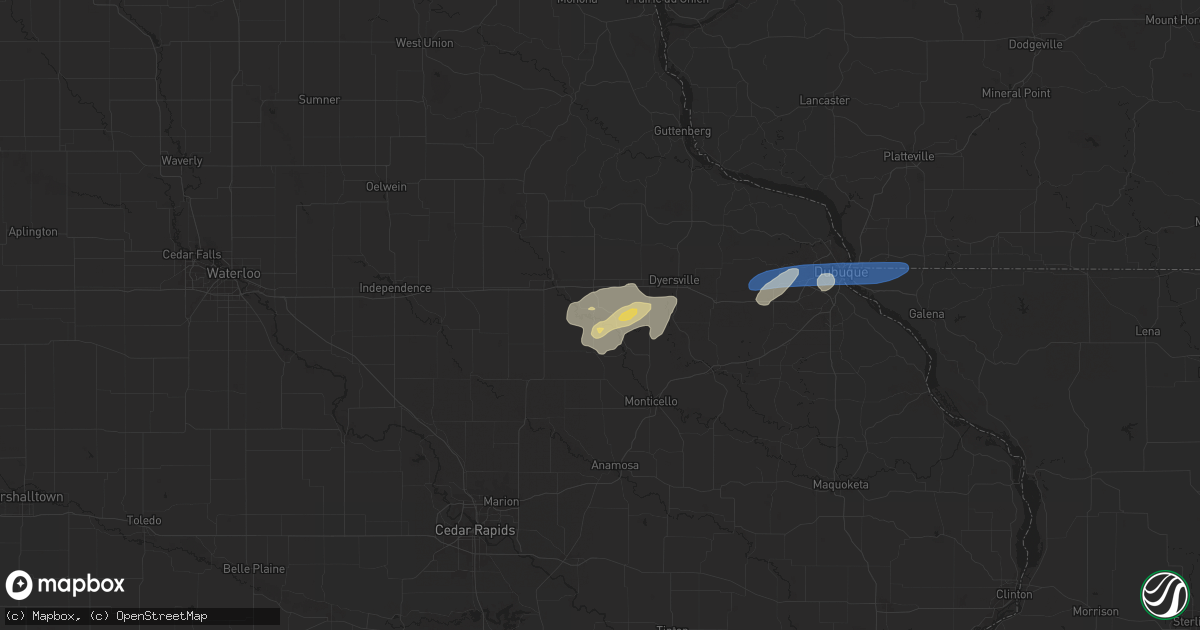 Hail map in Delhi, IA on June 3, 2024