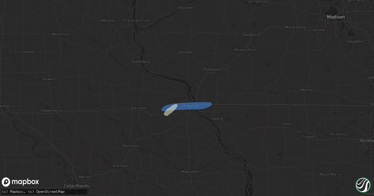 Hail map in Dubuque, IA on June 3, 2024