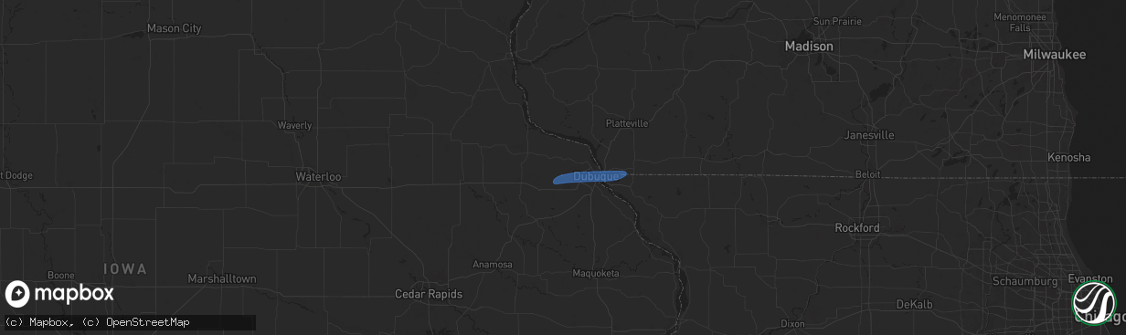 Hail map in Durango, IA on June 3, 2024