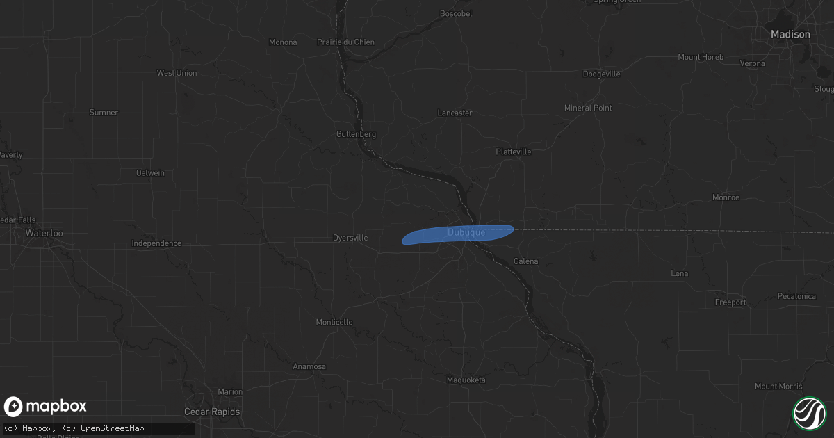 Hail map in Durango, IA on June 3, 2024