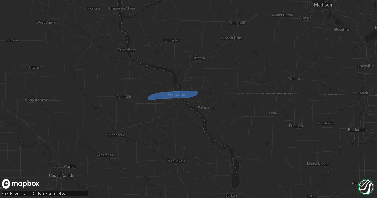 Hail map in East Dubuque, IL on June 3, 2024
