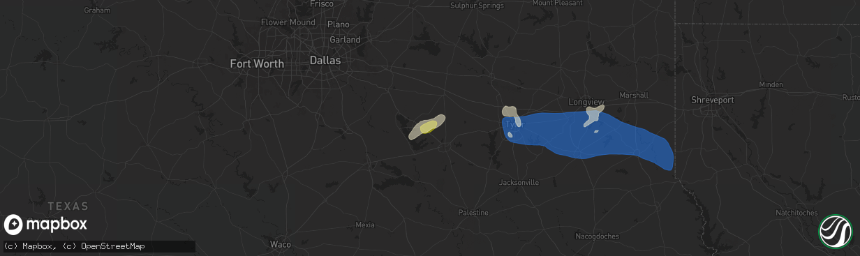 Hail map in Eustace, TX on June 3, 2024