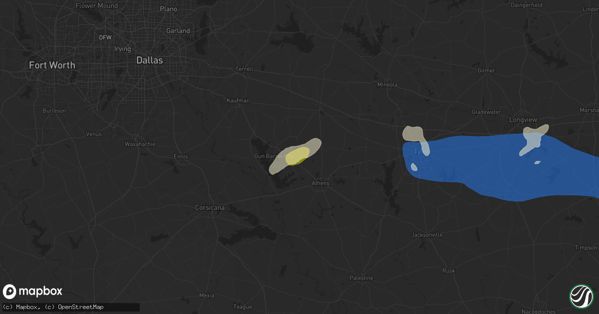 Hail map in Eustace, TX on June 3, 2024