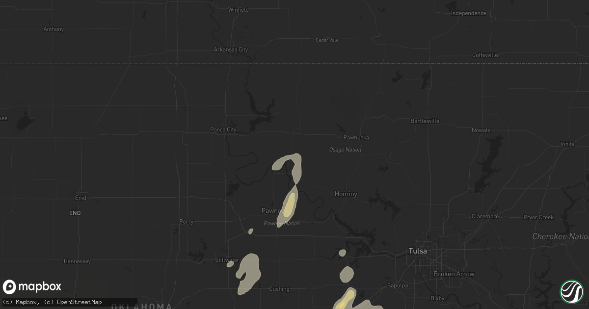 Hail map in Fairfax, OK on June 3, 2024