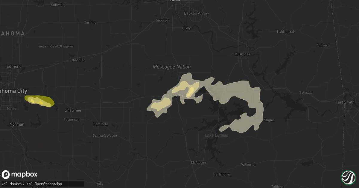 Hail map in Henryetta, OK on June 3, 2024