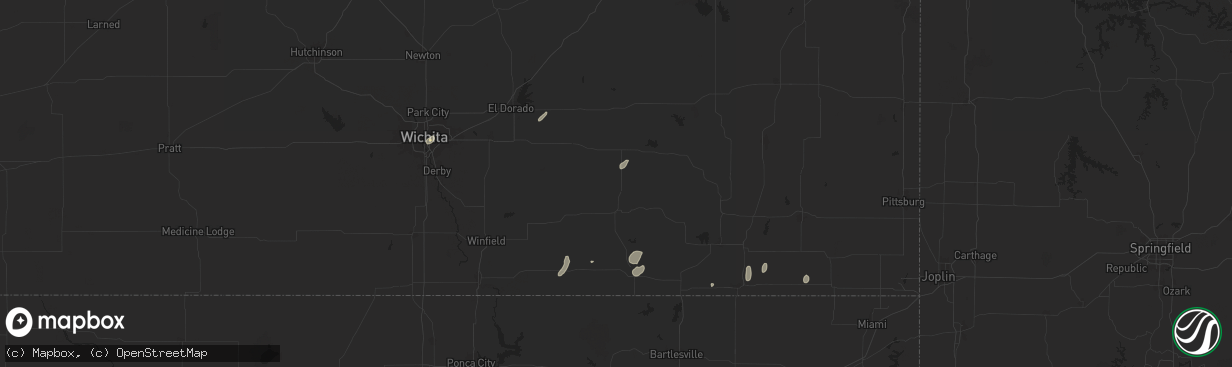 Hail map in Howard, KS on June 3, 2024