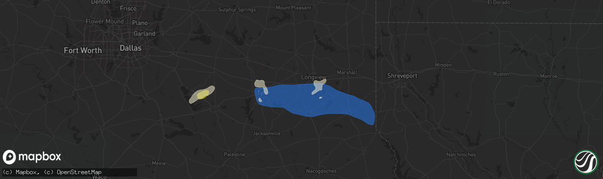 Hail map in Kilgore, TX on June 3, 2024