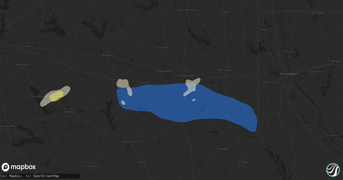 Hail map in Kilgore, TX on June 3, 2024