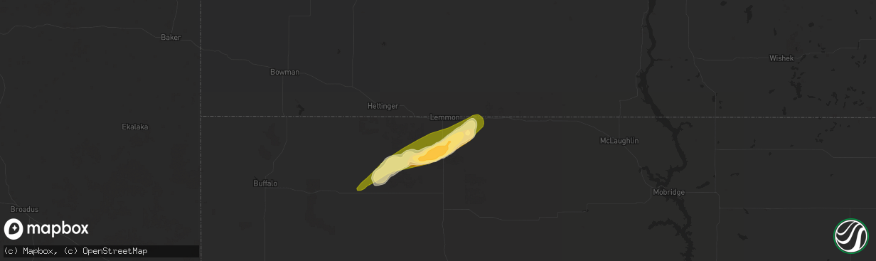 Hail map in Lemmon, SD on June 3, 2024