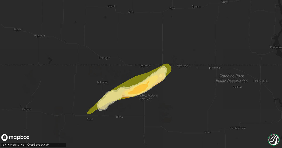 Hail map in Lemmon, SD on June 3, 2024