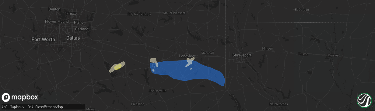 Hail map in Longview, TX on June 3, 2024